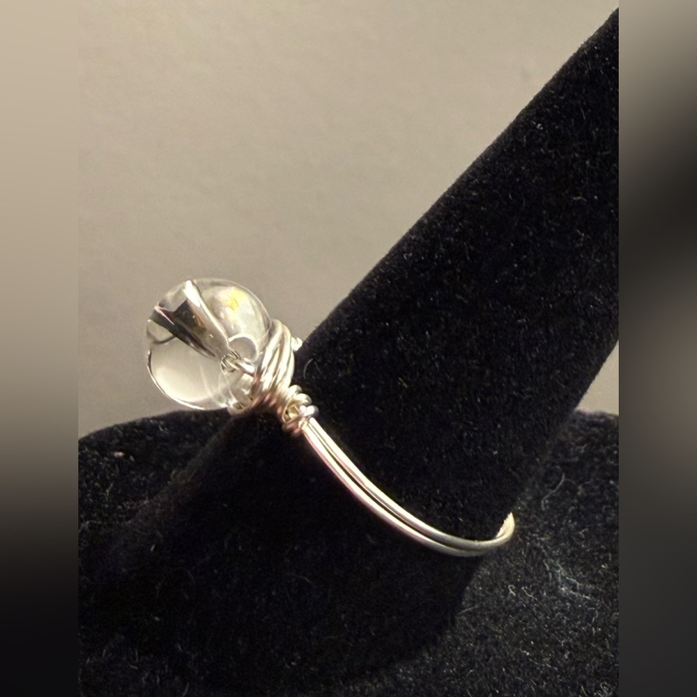 Ring - size 7.25-7.5 - wire wrapped clear round stone. New! Simply beautiful! - Picture 7 of 9